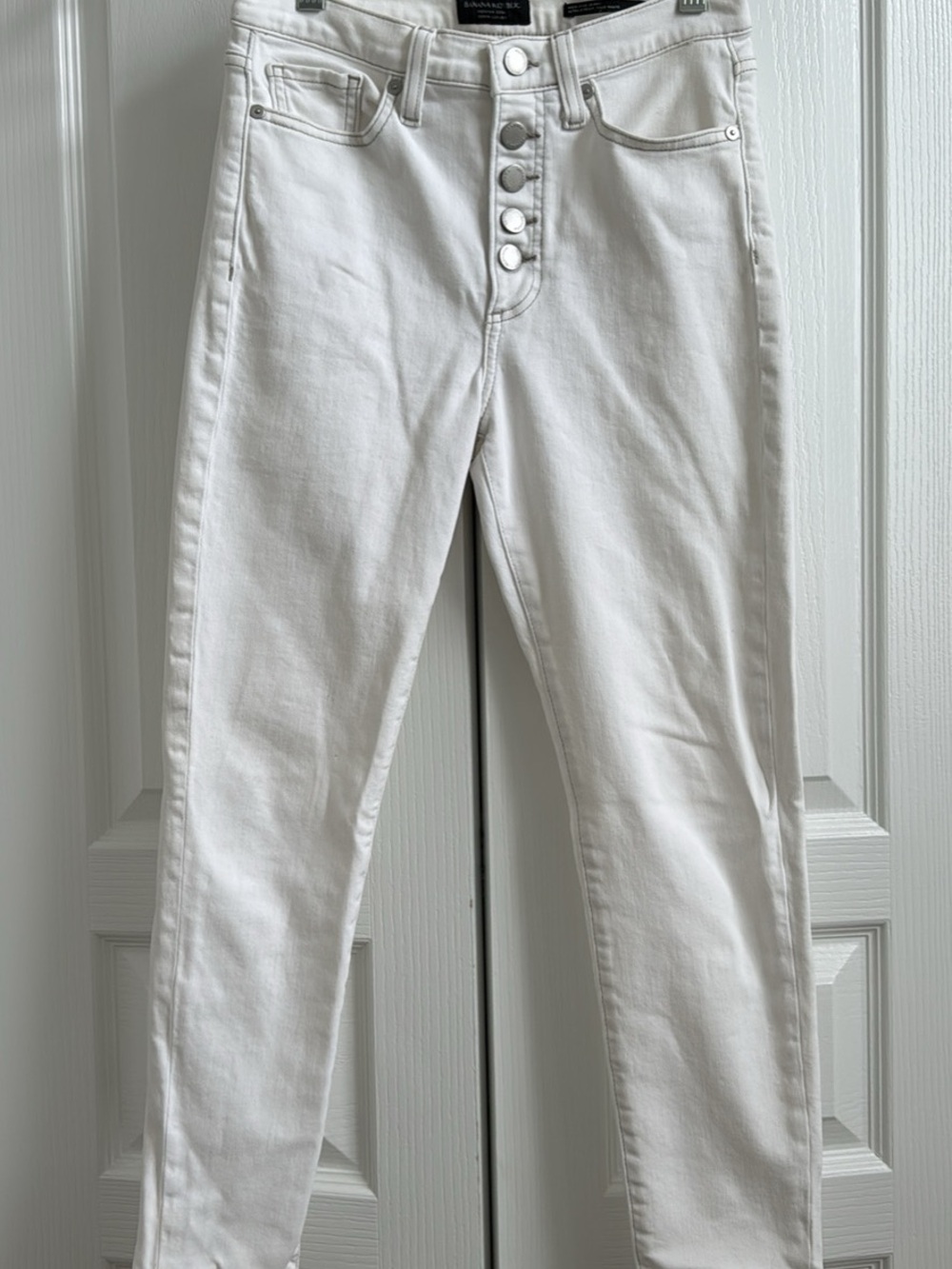 Banana Republic White High-Rise Skinny Jeans with Button Fly